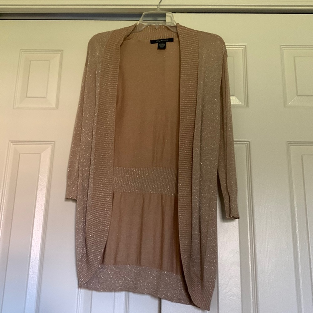 89th & Madison Gold Shimmer Cardigan Size Small